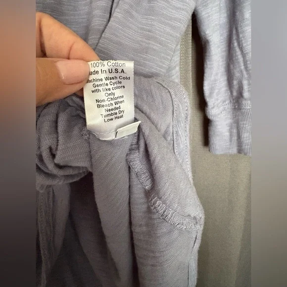WILT Made in USA Heather Gray Scoop Neck 3/4 Sleeve 100% Cotton Top - Picture 6 of 10